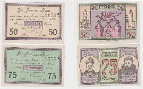 2 Banknoten Notgeld Stadt Pyritz Pyryce 1921 komplette Serie (152584)