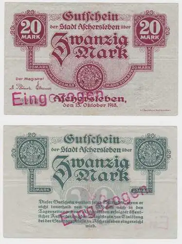 20 Mark Banknote Großnotgeld Stadt Aschersleben 15.10.1918 (152474)