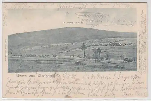 83189 Ak Gruß aus Bischofsgrün Totalansicht mit Ochsenkopf 1901