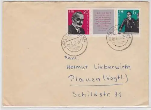 96400 Brief Lucka nach Plauen Michel 893,894, 06.08.1962