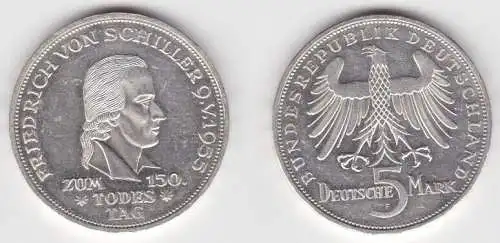 BRD Gedenk Münze 5 Mark Friedrich Von Schiller 1955 vz (115295)