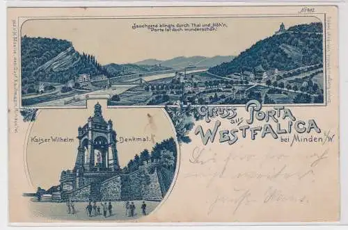 31654 Künstler AK Bruno Bürger Leipzig No. 492 Gruss aus Porta Westfalica 1899