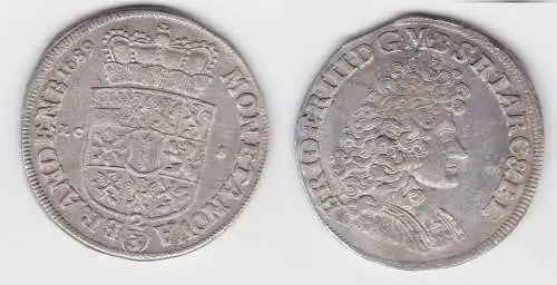 2/3 Taler Silber Münze Preussen Friedrich III 1689 LCS vz (117175)