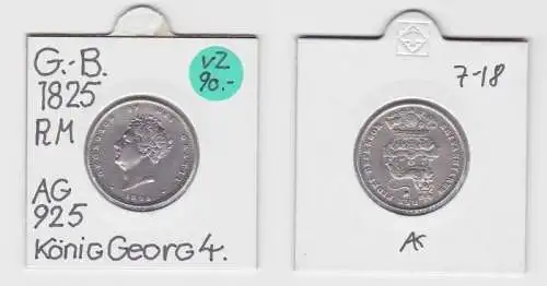 1 Schilling Silber Münze Großbritannien 1825 (133480)