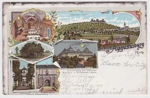 99764 Ak Lithographie Gruß aus Schloss Augustusberg im Erzgebirge 1906