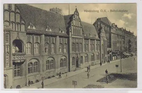 99253 Ak Hindenburg Zabrze in Oberschlesien Bahnhofsplatz 1927