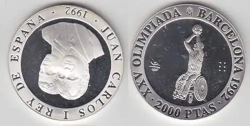2000 Pesetas Silbermünze Spanien Olympiade Barcelona 1992, 1992 (114553)