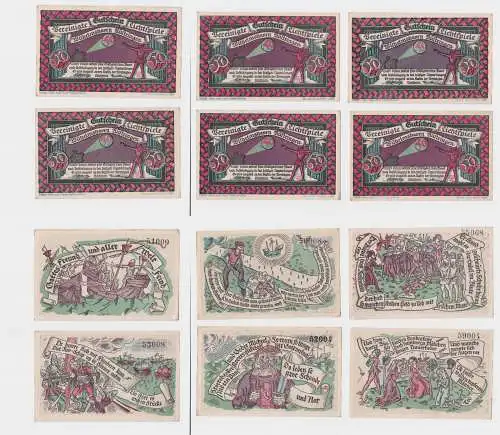 6 Banknoten Notgeld Wilhelmshaven Rüstringen Lichtspiele o.D. (1921) (123326)