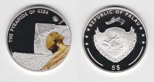 5 Dollar Silbermünze Palau 2009 Pyramiden von Gizeh 7 Antique Wonders (154402)