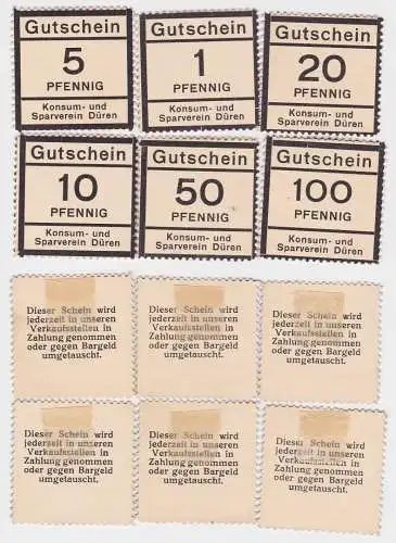 6 Gutschein Banknoten Konsum- und Sparverein Düren um 1920 (123674)