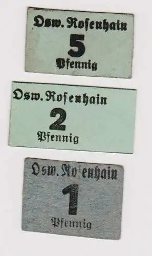 1, 2 & 5 Pfennig Banknoten Notgeld Osw. Rosenhain Groitzsch ohne Datum (120365)