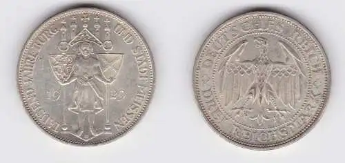 Silber Münze 3 Mark 1000 Jahre Stadt Meißen 1929 E f.vz (156221)