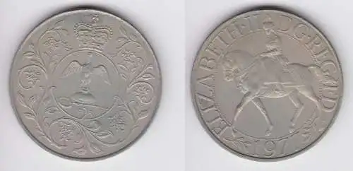 1 Crown Münze Großbritannien 1977 25.Jahre Thronbesteigung Elizabeth II (124058)
