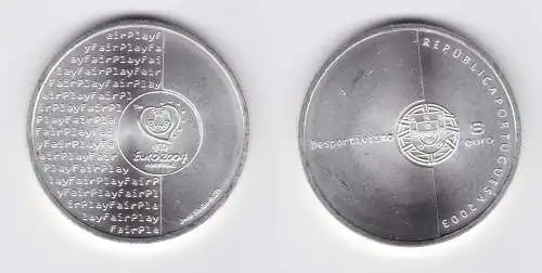 8 Euro Silbermünze 2004 Stempelglanz Portugal Fifa Fußball WM, 2003 (114265)