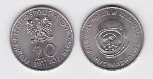 20 Zloty Kupfer Nickel Münze Polen Interkosmos 1978 (140981)
