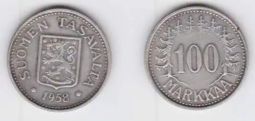 1 Markka Münze Silber Finnland 1958 (141029)
