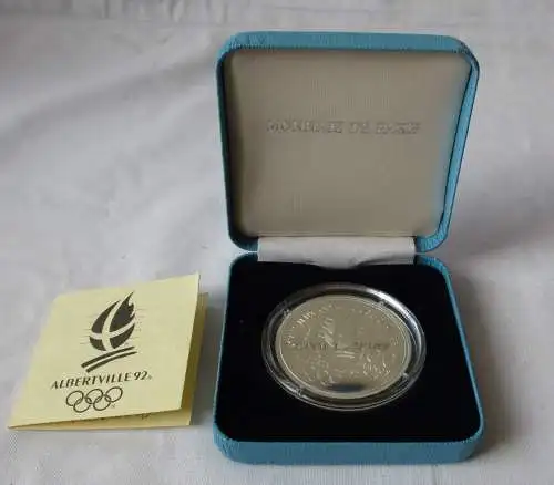 100 Franc Silber Münze Frankreich Olympia 1992 Albertville Eiskunstlauf (113387)