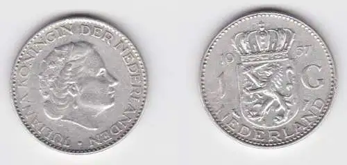 1 Gulden Silber Münze Niederlande 1957 (141021)
