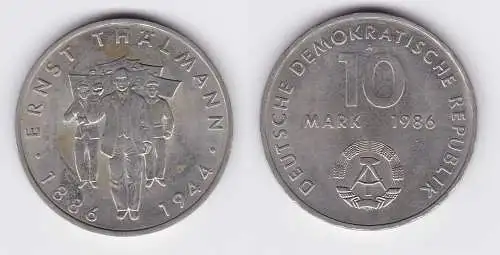 DDR Gedenk Münze 10 Mark Ernst Thälmann 1986 (120008)