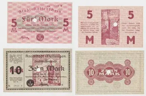 5 & 10 Mark Banknoten Notgeld Kreisstadt Melsungen ohne Datum (131180)