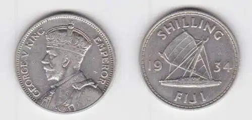 1 Schilling Münze Silber Fidschi 1934 (140942)