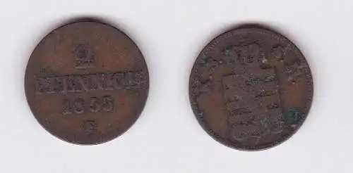 2 Pfennig Kupfer Münze Sachsen 1855 F (122874)