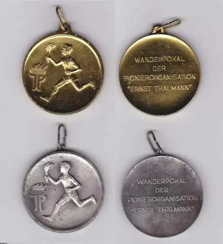 2 DDR Medaillen Wanderpokal Pionierorganisation in Gold & Silber (131854)