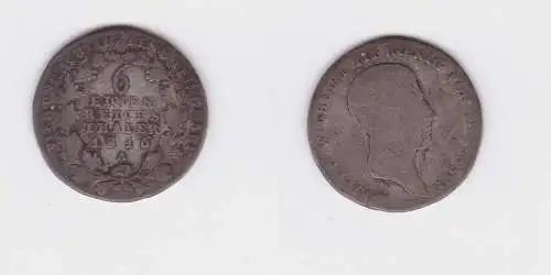 1/6 Taler Silber Münze Preussen Friedrich Wilhelm III 1816 A (127335)