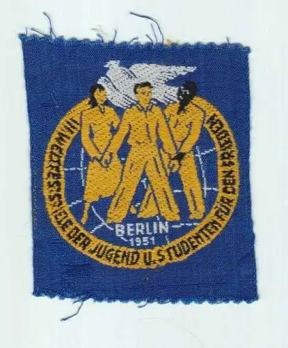 DDR Stoffabzeichen Aufnäher III.Weltfestspiele der Jugend Berlin 1951 (144744)