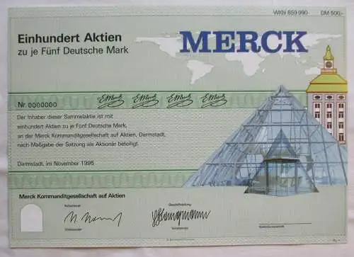 500 DM Aktie Merck Kommanditgesellschaft Darmstadt November 1995 (144380)