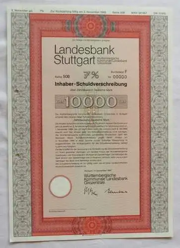 10.000 DM Aktie Landesbank Stuttgart Württembergische Komm. Landesbank (140478)