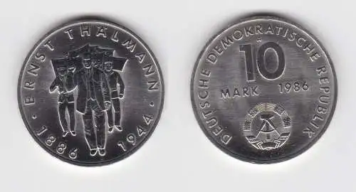 DDR Gedenk Münze 10 Mark Ernst Thälmann 1986 Stempelglanz (101733)