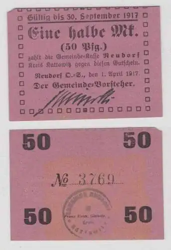 50 Pfennig Banknote Notgeld Neudorf Oberschlesien 1.4.1917 (143675)