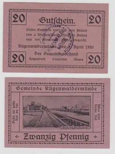 20 Pfennig Banknoten Notgeld Gemeinde Rügenwaldermünde 1. Juni 1920 (136961)