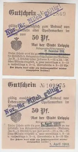 2 verschiedene 50 Pfennig Milch Gutscheine Stadt Leipzig (120556)