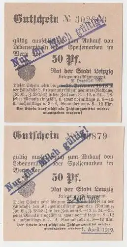 2 verschiedene 50 Pfennig Milch Gutscheine Stadt Leipzig (120551)