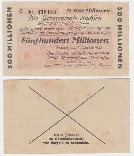 500 Millionen Mark Banknote Girozentrale Sachsen Dresden 18.10.1923(121428)