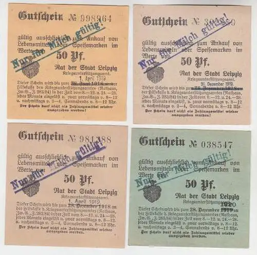 4 verschiedene 50 Pfennig Milch Gutscheine Stadt Leipzig (121029)