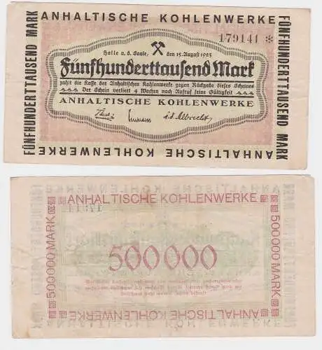 500000 Mark Banknote Inflation Halle Anhaltische Kohlenwerke 1923 (121830)