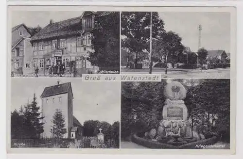 10099 Mehrbild Ak Gruß aus Watenstedt Gastwirtschaft, Kriegerdenkmal usw. 1938