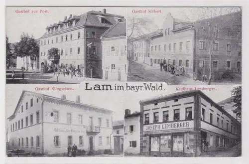 56815 Mehrbild Ak Lam im bayrischen Wald Gasthof zur Post usw. um 1920