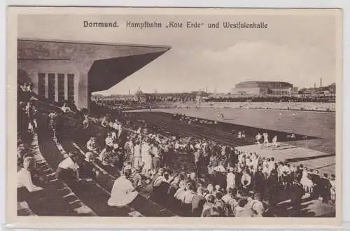 45749 Ak Dortmund Kampfbahn "Rote Erde" und Westfalenhalle 1927