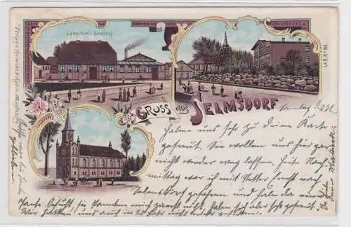 98274 Ak Lithographie Gruß aus Selmsdorf Lenschow´s Gasthof 1898