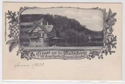 07350 Ak Gruß aus der Waldschenke W.Engelhardts Brauerei Hersfeld um 1900