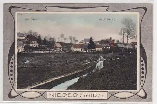 49472 Ak Niedersaida - Alte Schule und neue Schule 1915