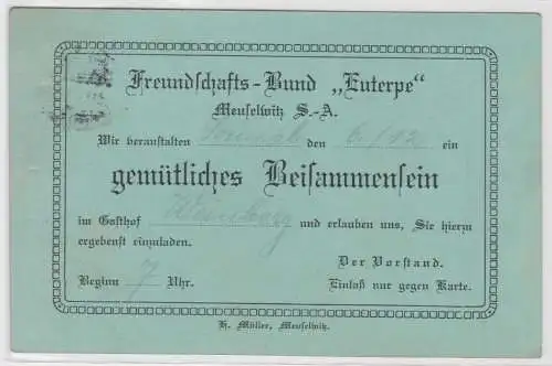 87388 Drucksache Freundschafts-Bund "Euterpe" Meuselwitz Beisammensein 1919