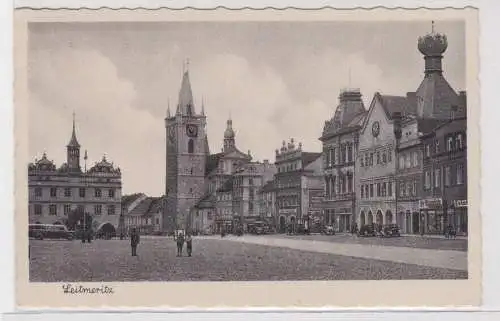 56256 AK Leitmeritz - Marktplatz mit Geschäften, Concordia-Versicherung 1944