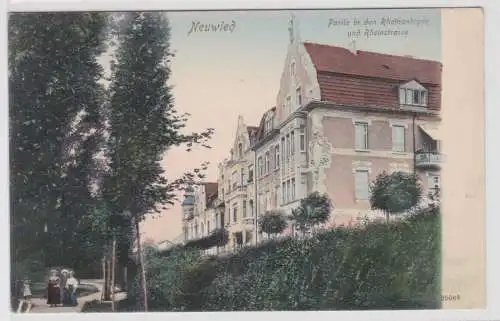 36899 Ak Neuwied - Partie in den Rheinanlagen und Rheinstraße um 1915