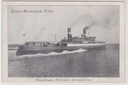 02681 AK Gjedser-Warnemünde-Ruten - Dampfaergen "Prinsesse Alexandrine" 1915
