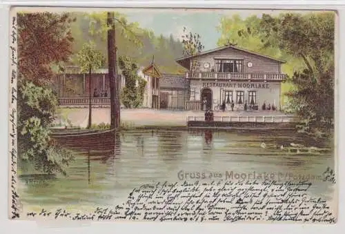 95390 Ak Lithographie Gruß aus Restaurant Moorlake bei Potsdam 1901